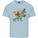 Santa Claus Riding a T-Rex Dinosaur Christmas Kids T-Shirt Childrens Light Blue