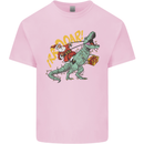 Santa Claus Riding a T-Rex Dinosaur Christmas Kids T-Shirt Childrens Light Pink