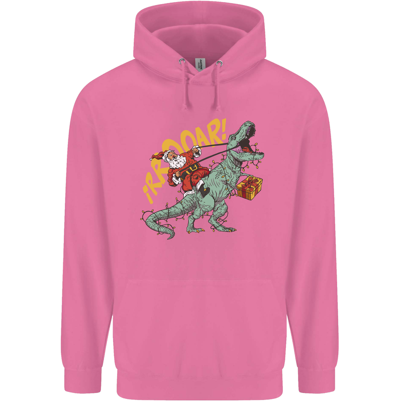 Santa Claus Riding a T-Rex Dinosaur Christmas Mens 80% Cotton Hoodie Azelea