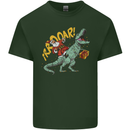 Santa Claus Riding a T-Rex Dinosaur Christmas Mens Cotton T-Shirt Tee Top Forest Green