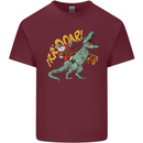 Santa Claus Riding a T-Rex Dinosaur Christmas Mens Cotton T-Shirt Tee Top Maroon