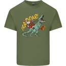 Santa Claus Riding a T-Rex Dinosaur Christmas Mens Cotton T-Shirt Tee Top Military Green