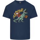 Santa Claus Riding a T-Rex Dinosaur Christmas Mens Cotton T-Shirt Tee Top Navy Blue