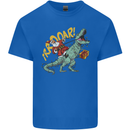 Santa Claus Riding a T-Rex Dinosaur Christmas Mens Cotton T-Shirt Tee Top Royal Blue