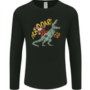 Santa Claus Riding a T-Rex Dinosaur Christmas Mens Long Sleeve T-Shirt Black