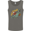 Santa Claus Riding a T-Rex Dinosaur Christmas Mens Vest Tank Top Charcoal