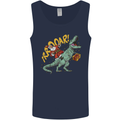 Santa Claus Riding a T-Rex Dinosaur Christmas Mens Vest Tank Top Navy Blue