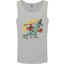 Santa Claus Riding a T-Rex Dinosaur Christmas Mens Vest Tank Top Sports Grey