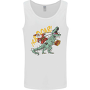 Santa Claus Riding a T-Rex Dinosaur Christmas Mens Vest Tank Top White