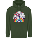 Santa Claus Riding a Unicorn Christmas Xmas Childrens Kids Hoodie Forest Green