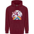 Santa Claus Riding a Unicorn Christmas Xmas Childrens Kids Hoodie Maroon