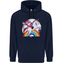 Santa Claus Riding a Unicorn Christmas Xmas Childrens Kids Hoodie Navy Blue