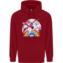 Santa Claus Riding a Unicorn Christmas Xmas Childrens Kids Hoodie Red