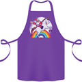 Santa Claus Riding a Unicorn Christmas Xmas Cotton Apron 100% Organic Purple