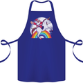 Santa Claus Riding a Unicorn Christmas Xmas Cotton Apron 100% Organic Royal Blue