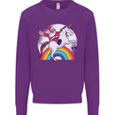 Santa Claus Riding a Unicorn Christmas Xmas Kids Sweatshirt Jumper Purple