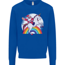 Santa Claus Riding a Unicorn Christmas Xmas Kids Sweatshirt Jumper Royal Blue