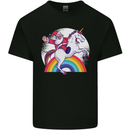 Santa Claus Riding a Unicorn Christmas Xmas Kids T-Shirt Childrens Black