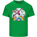 Santa Claus Riding a Unicorn Christmas Xmas Kids T-Shirt Childrens Irish Green