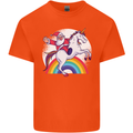 Santa Claus Riding a Unicorn Christmas Xmas Kids T-Shirt Childrens Orange