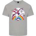 Santa Claus Riding a Unicorn Christmas Xmas Kids T-Shirt Childrens Sports Grey