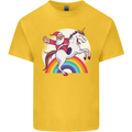 Santa Claus Riding a Unicorn Christmas Xmas Kids T-Shirt Childrens Yellow