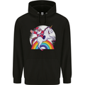 Santa Claus Riding a Unicorn Christmas Xmas Mens 80% Cotton Hoodie Black