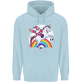 Santa Claus Riding a Unicorn Christmas Xmas Mens 80% Cotton Hoodie Light Blue
