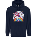 Santa Claus Riding a Unicorn Christmas Xmas Mens 80% Cotton Hoodie Navy Blue