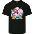 Santa Claus Riding a Unicorn Christmas Xmas Mens Cotton T-Shirt Tee Top Black