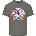 Santa Claus Riding a Unicorn Christmas Xmas Mens Cotton T-Shirt Tee Top Charcoal