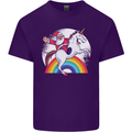 Santa Claus Riding a Unicorn Christmas Xmas Mens Cotton T-Shirt Tee Top Purple