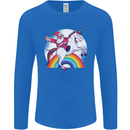 Santa Claus Riding a Unicorn Christmas Xmas Mens Long Sleeve T-Shirt Royal Blue