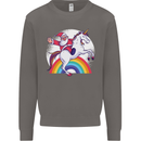 Santa Claus Riding a Unicorn Christmas Xmas Mens Sweatshirt Jumper Charcoal