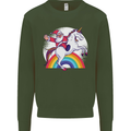 Santa Claus Riding a Unicorn Christmas Xmas Mens Sweatshirt Jumper Forest Green