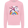 Santa Claus Riding a Unicorn Christmas Xmas Mens Sweatshirt Jumper Light Pink