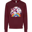 Santa Claus Riding a Unicorn Christmas Xmas Mens Sweatshirt Jumper Maroon