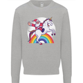 Santa Claus Riding a Unicorn Christmas Xmas Mens Sweatshirt Jumper Sports Grey