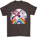 Santa Claus Riding a Unicorn Christmas Xmas Mens T-Shirt 100% Cotton Dark Chocolate