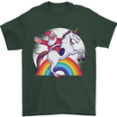 Santa Claus Riding a Unicorn Christmas Xmas Mens T-Shirt 100% Cotton Forest Green
