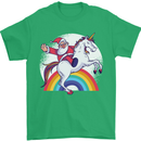 Santa Claus Riding a Unicorn Christmas Xmas Mens T-Shirt 100% Cotton Irish Green