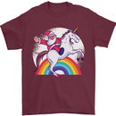 Santa Claus Riding a Unicorn Christmas Xmas Mens T-Shirt 100% Cotton Maroon