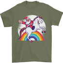 Santa Claus Riding a Unicorn Christmas Xmas Mens T-Shirt 100% Cotton Military Green