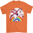 Santa Claus Riding a Unicorn Christmas Xmas Mens T-Shirt 100% Cotton Orange
