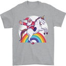 Santa Claus Riding a Unicorn Christmas Xmas Mens T-Shirt 100% Cotton Sports Grey