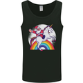Santa Claus Riding a Unicorn Christmas Xmas Mens Vest Tank Top Black
