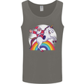 Santa Claus Riding a Unicorn Christmas Xmas Mens Vest Tank Top Charcoal