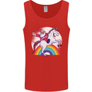 Santa Claus Riding a Unicorn Christmas Xmas Mens Vest Tank Top Red