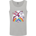 Santa Claus Riding a Unicorn Christmas Xmas Mens Vest Tank Top Sports Grey