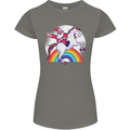 Santa Claus Riding a Unicorn Christmas Xmas Womens Petite Cut T-Shirt Charcoal